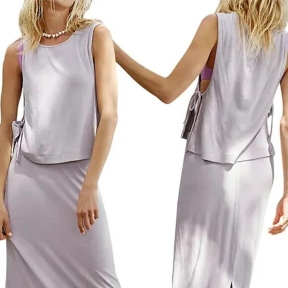 Free People Beach “Sinead” Side-Tie Muscle Tank – Coastal Cool Grey XS - Picture 6 of 7